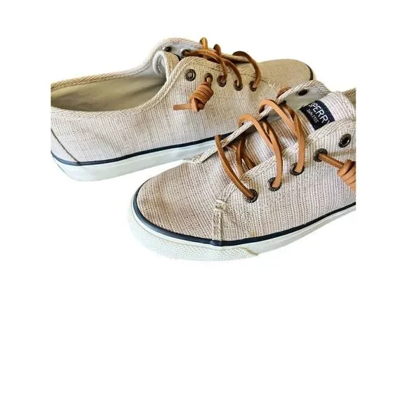 Sperry Women's Seacoast Beige Canvas Sneakers Size 8M Casual Summer - Picture 4 of 7